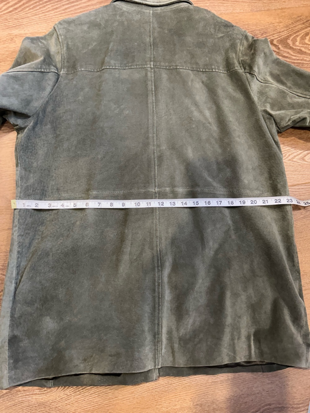 Denver Hayes Olive Green Suede Button-Front Jacket - Picture 11 of 13